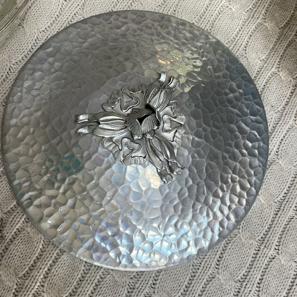 VTG Rodney Kent hand-forged hammered aluminum covered dish w/ Pyrex dish 1950s - Picture 7 of 17